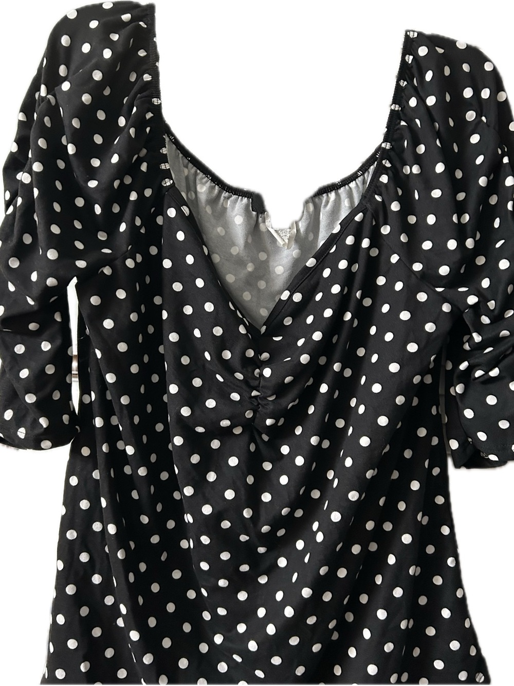 Espresso Black and White Polka Dot Puff Sleeve Blouse with matching skirt